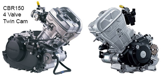 CBR150 Engine viewed from both sides.